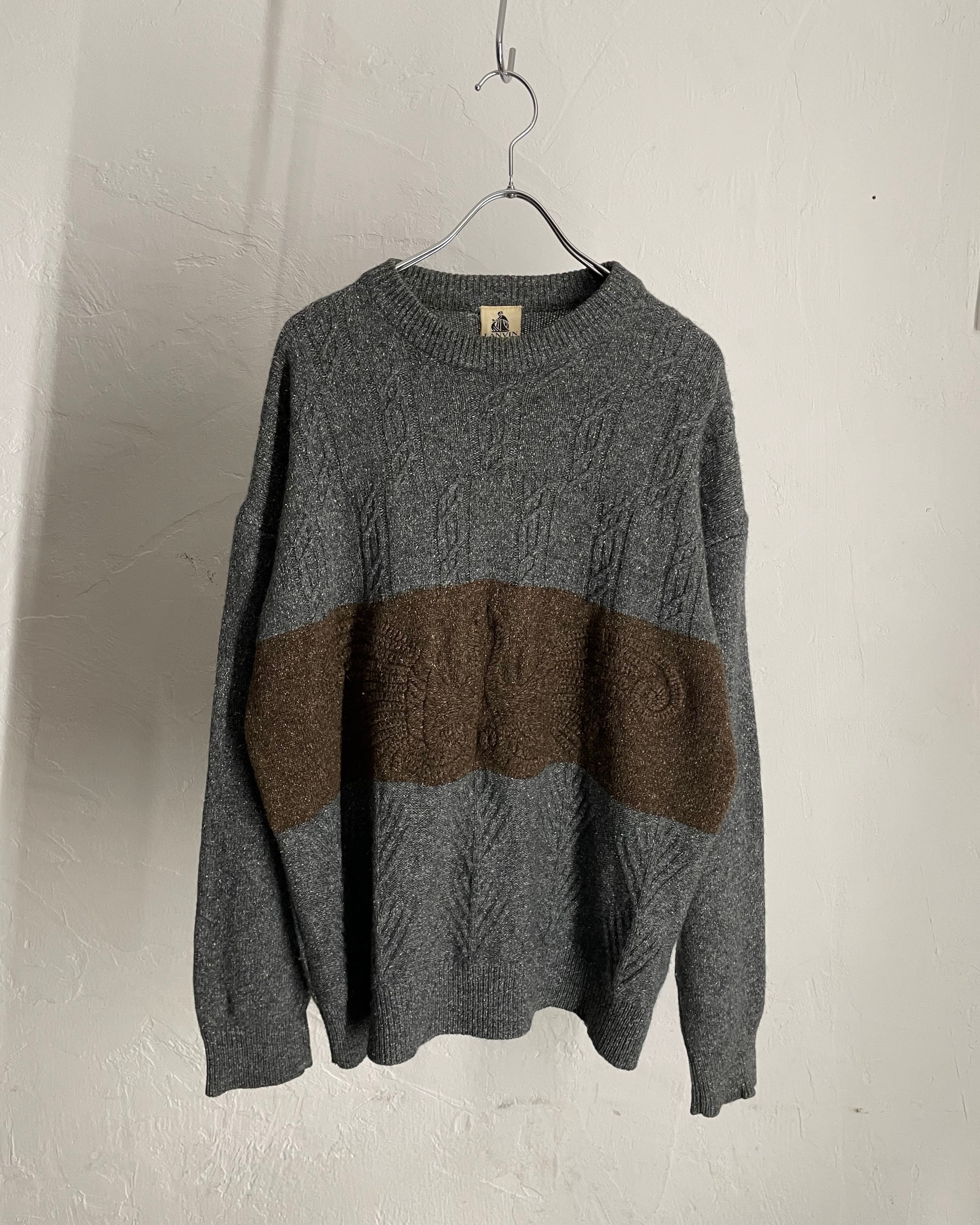 80s LANVIN Wool×Silk Cable Design Knit
