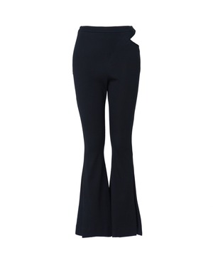 Waist cutting flare slit pants