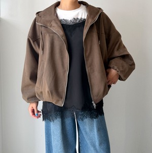 ナンバーミーTOKYO"FAKE SUEDE HOODIE BLUSON"BROWN