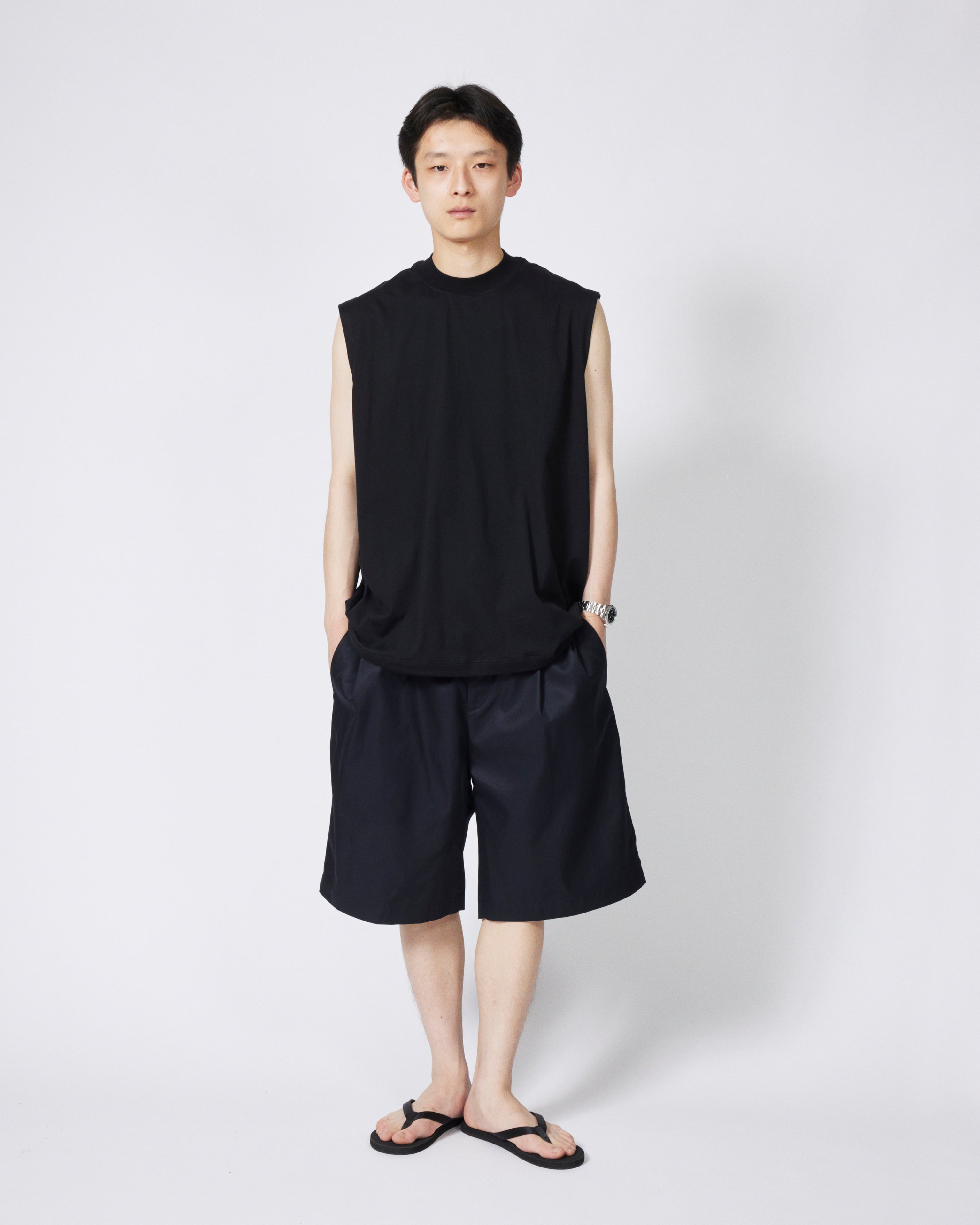 トップス everyone high-gauge no sleeve tee shirt everyone high gauge cotton no sleeve tee shirt (BLACK) | everyone