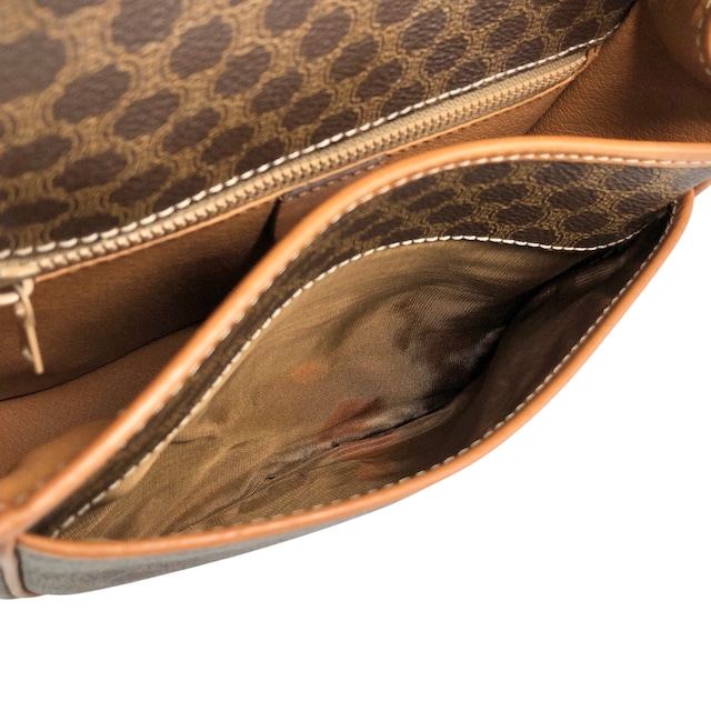 CELINE セリーヌ マカダム ショルダーバッグ ブラウン ブラゾン型押し PVC vintage ヴィンテージ オールド uuvwb7