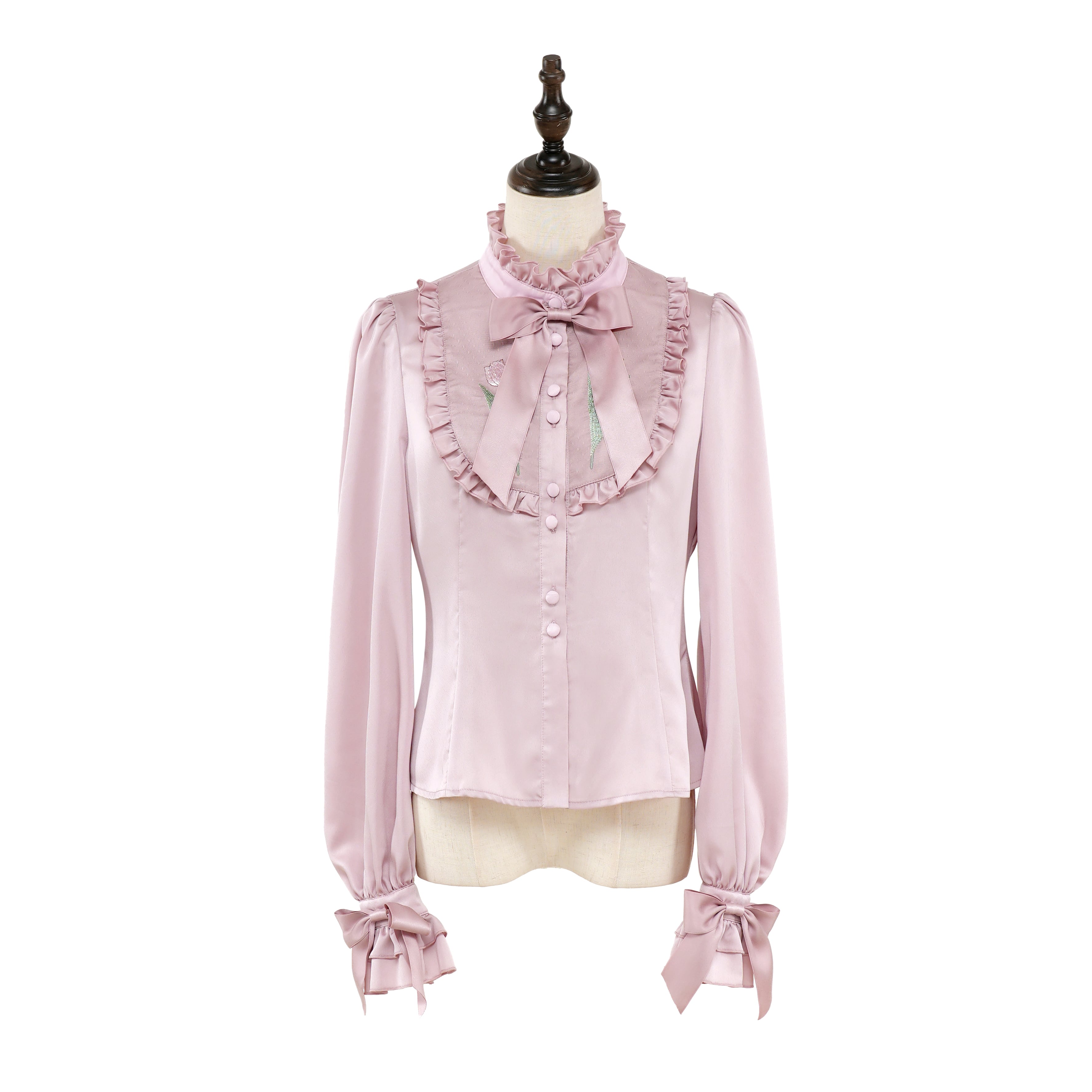 星箱works チューリップさん スタンドカラーブラウス Mサイズ ピンク