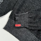 DUCATI ドゥカティ ロゴ入り 肩パッチ風 Vネック ウールニットセーター サイズ S /チャコールグレー