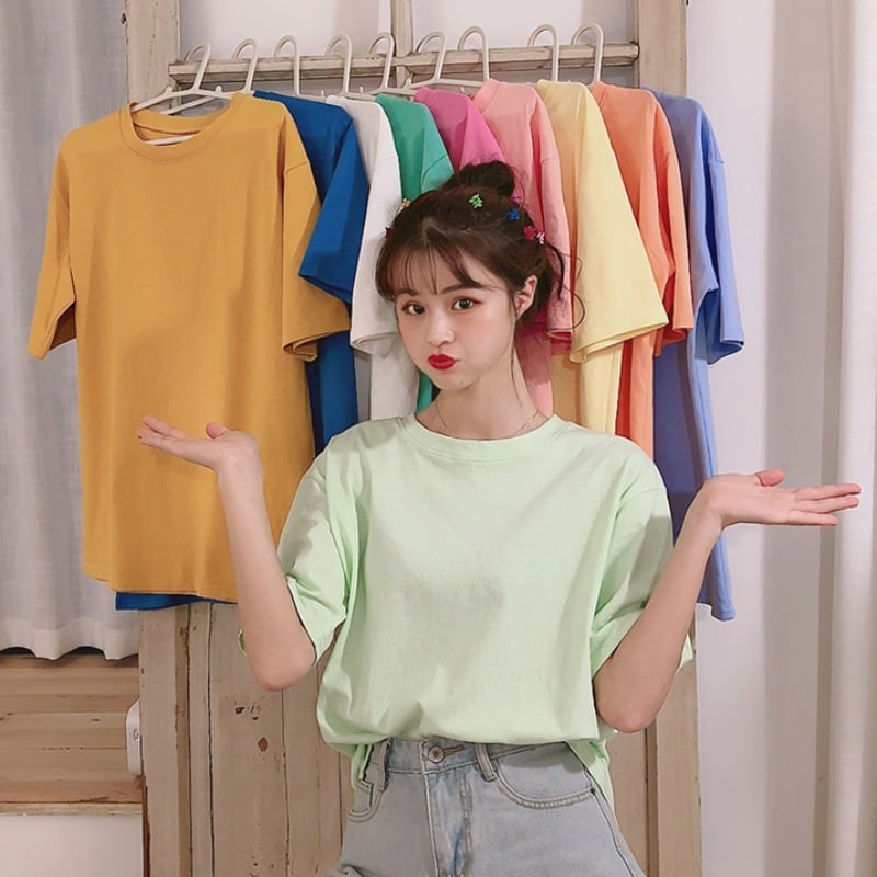 スプリングルーズカラーTシャツ ラウンドネックプルオーバー トップス 春物 Oネック ピュア YY-ファッション47855383136