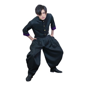 【在庫のみ】[スペースホビー] 学ラン コスプレ ヤンキー メンズ 男性 衣装 短ラン ボンタン 学生服 上着 ベルト付 これであなたも人気者 パーティやイベントでぜひご利用ください パープル11100601