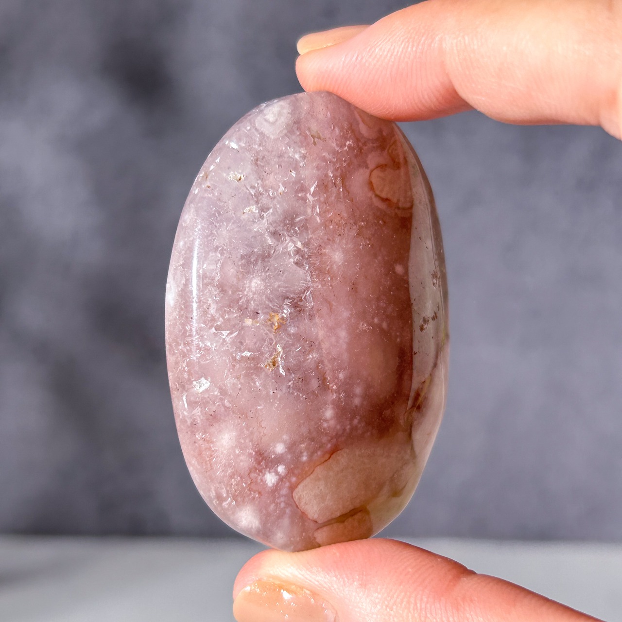 ピンクアメジスト・フラワーアゲート(桜瑪瑙) パームストーンB