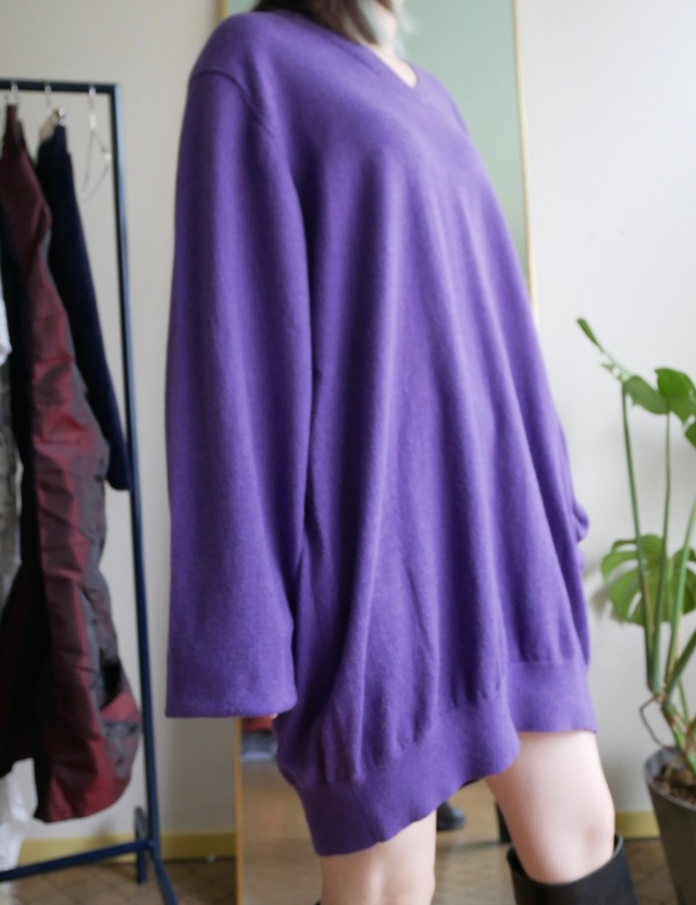 L.L.Bean Cotton Cashmere V-Neck Oversized Knit