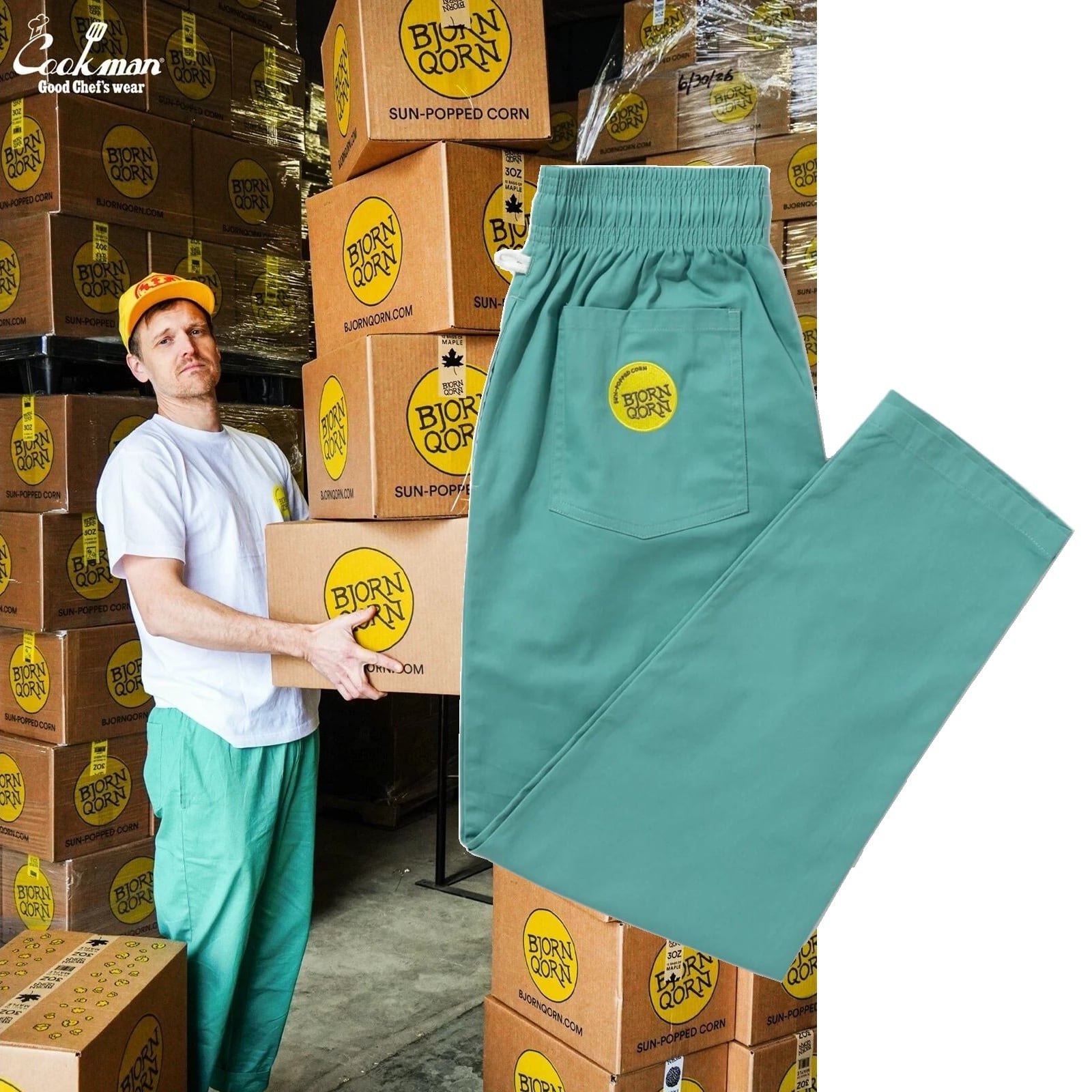 COOKMAN 】Chef Pants BjornQorn Blue クックマン シェフパンツ