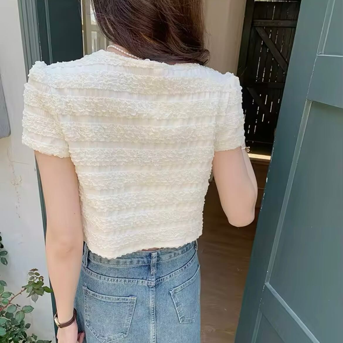 ホイップフリルハーフスリーブシャツ