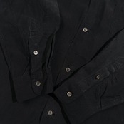 シルク100% Papas パパス 長袖 オープンカラー シャツ M/ブラック系 メンズ