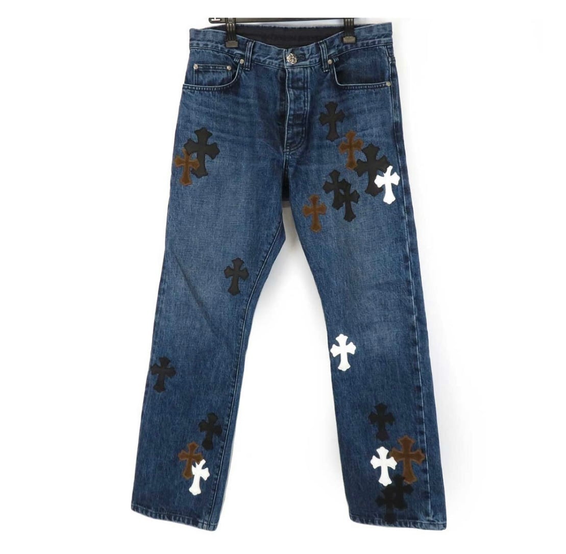 CHROME HEARTS クロムハーツ セメタリー クロスパッチ デニムパンツ