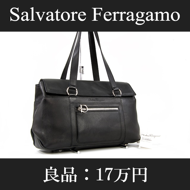 【全額返金保証・送料無料・良品】Ferragamo・フェラガモ・ショルダーバッグ(人気・高級・黒・ブラック・レア・珍しい・鞄・バック・L031)