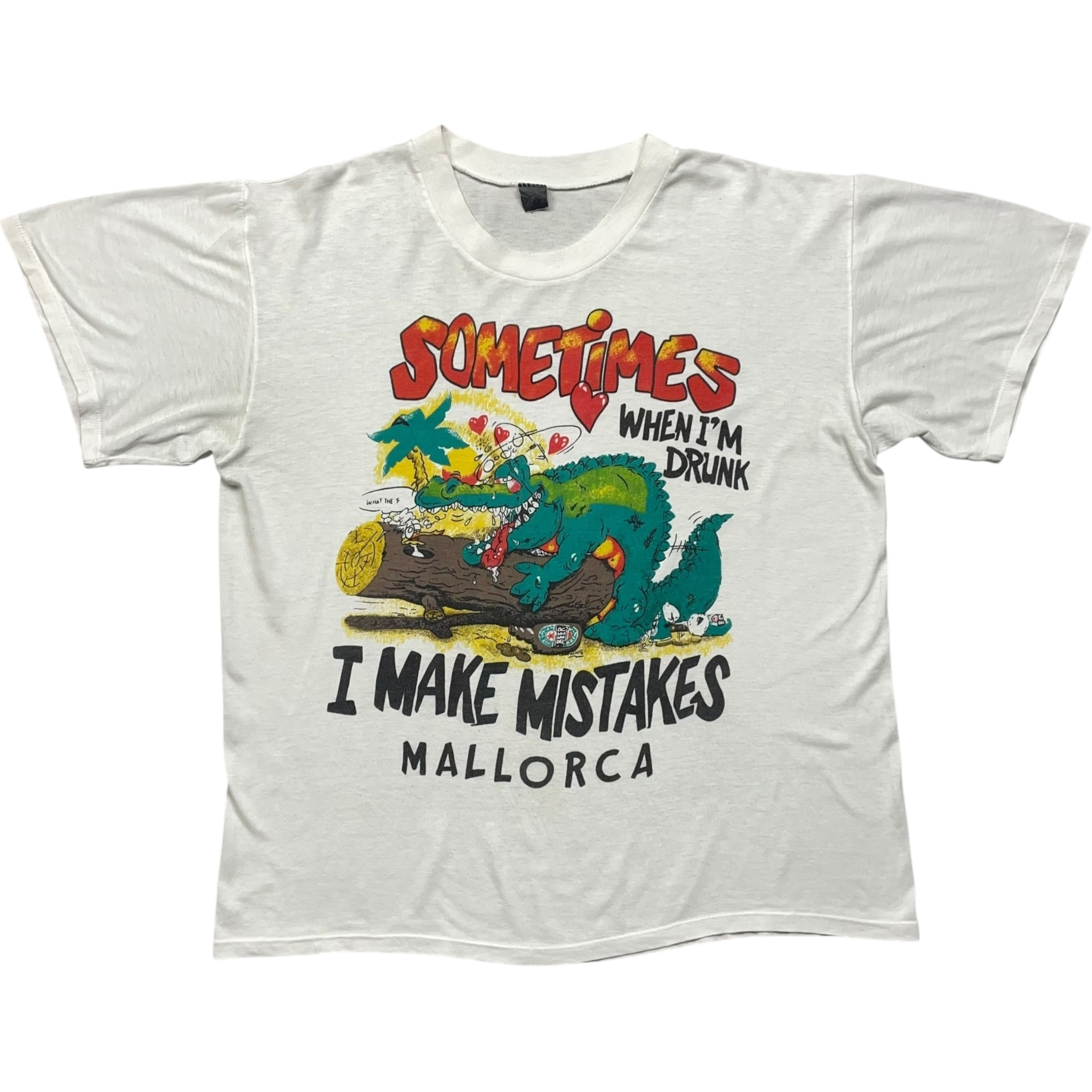 《L》 unknown エロTシャツ メッセージプリント ワニ ホワイト no.8641