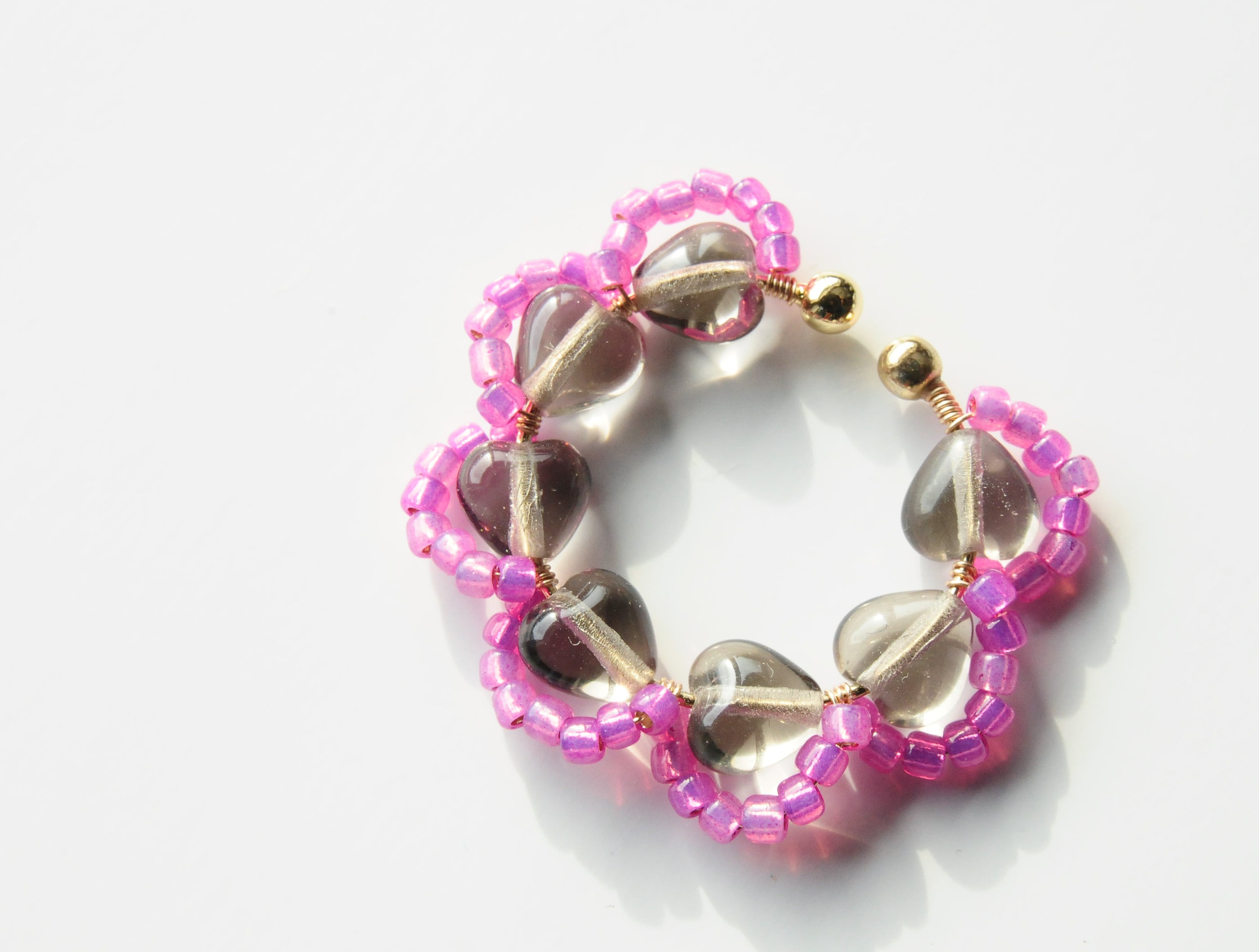 <Rollo~イロヅクビジュー~>イヤーカフ『 Gray Heart × Pink 』