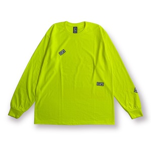 RISKYY MAP - Mini Sticker Long Sleeve Tee - Safety Green