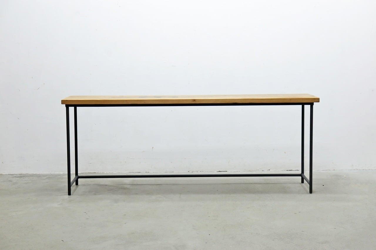 無垢材 コンソール デスク テーブル 長机 カウンター 展示台 アイアン