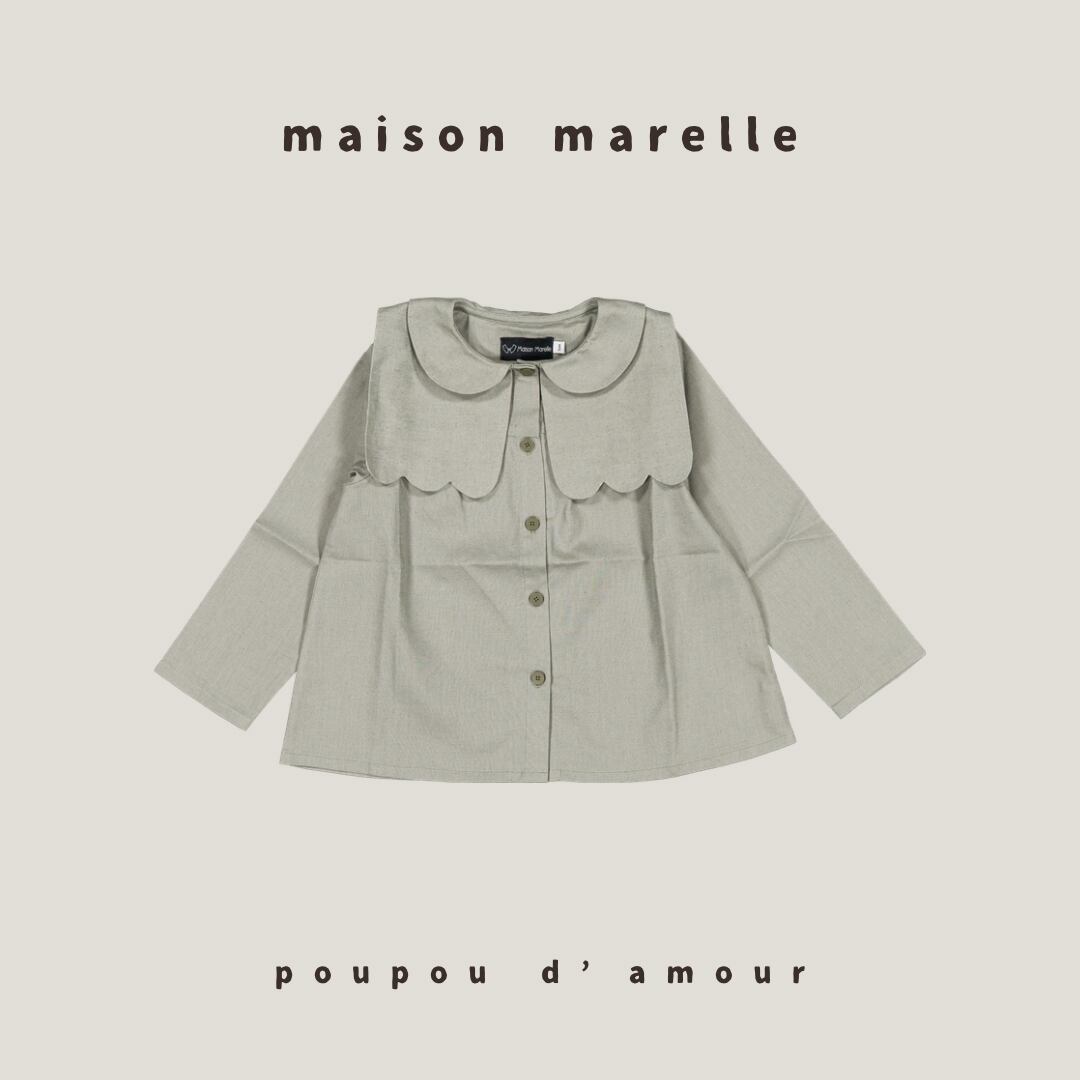 6Y〜12Y 送料無料【予約】maison marelle|Shirt GRENELLE - sauge linen/(11月上旬以降入荷予定)