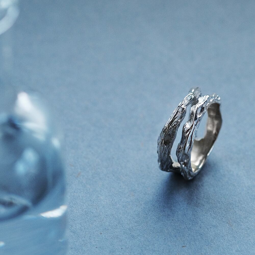 天然石リング、シルバー925、指輪、平和の輪、自然のモチーフ