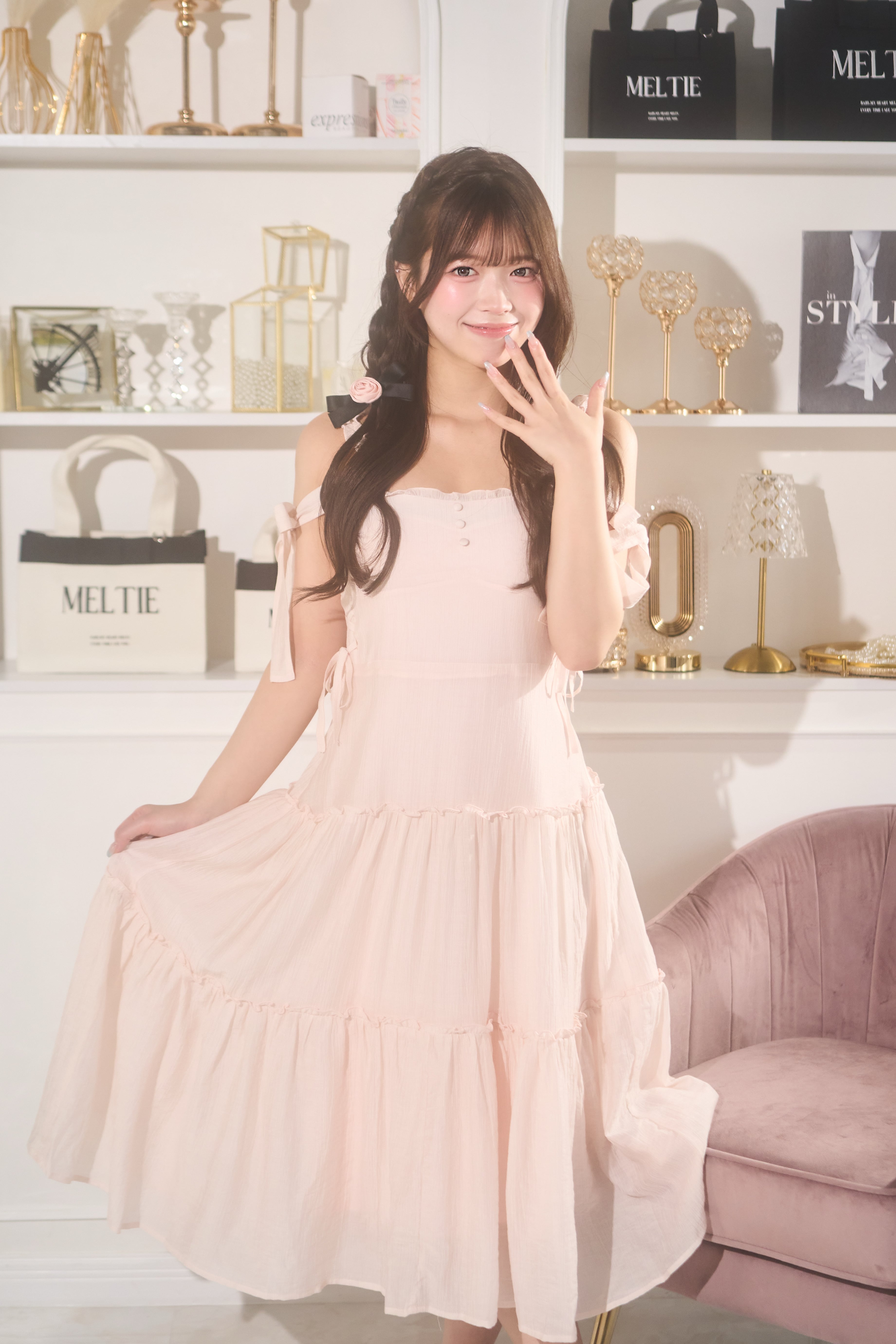 milky ribbon tiered op