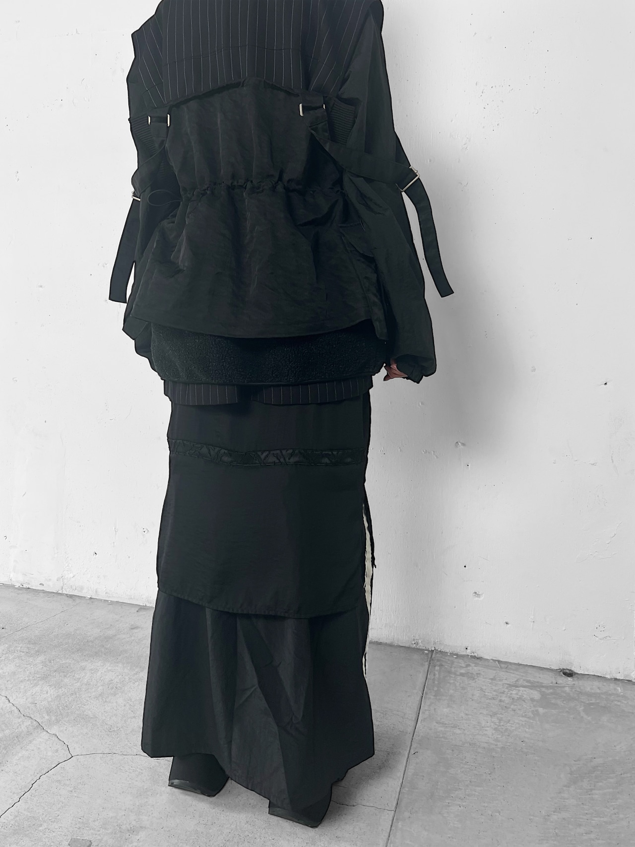 "再構築" Line Nylon switchover cami Maxi dress - 7