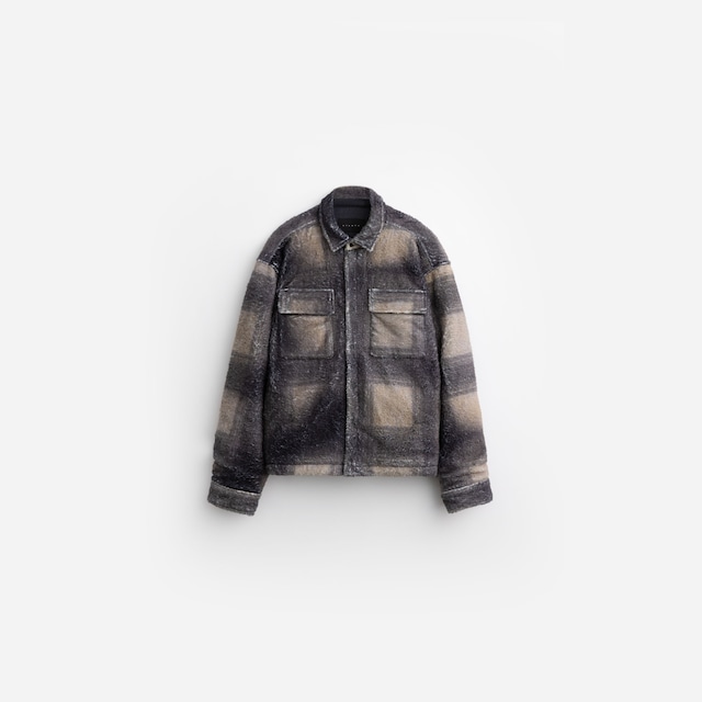 STAMPD / CAMO PLAID CROPPED SHERPA BUTTONDOWN