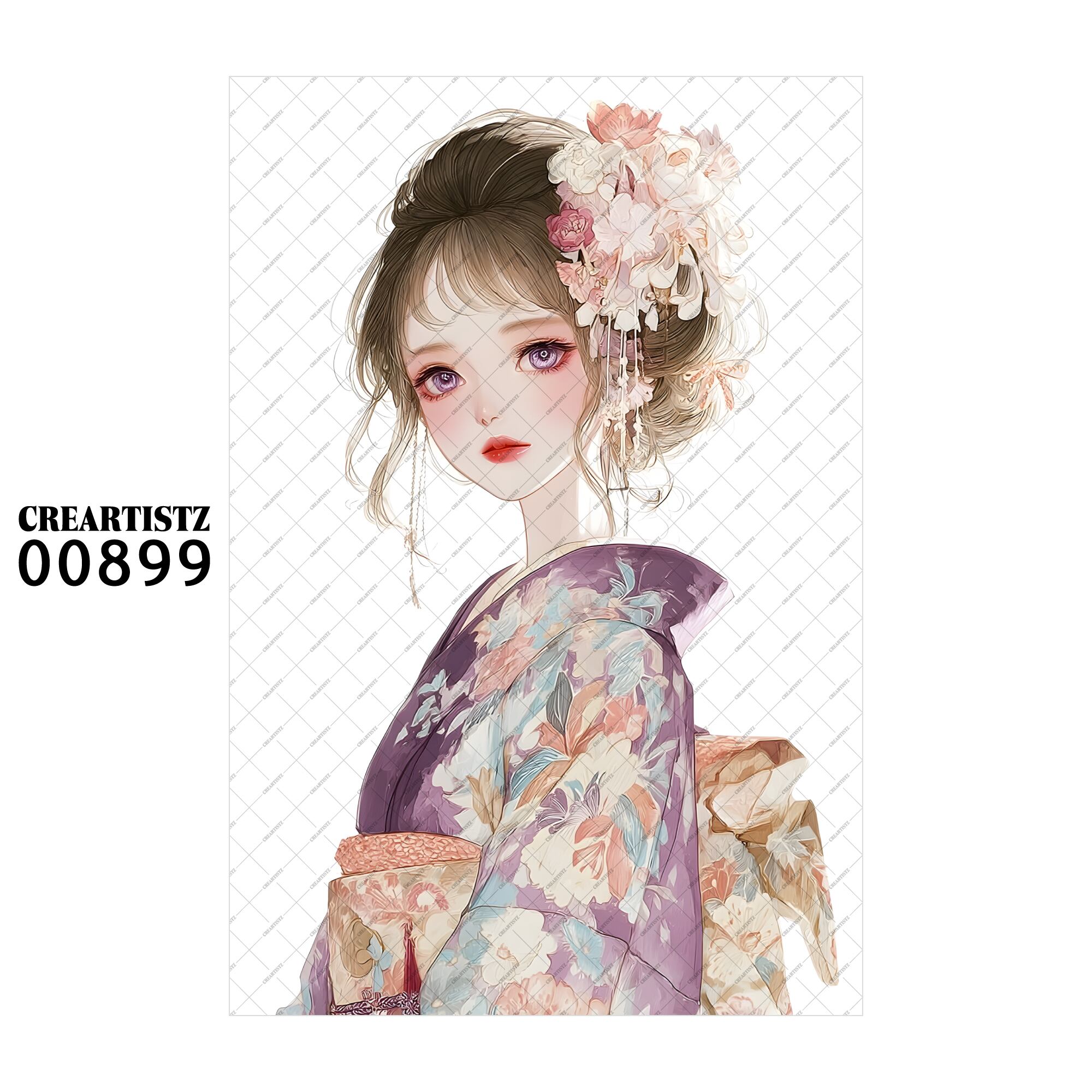 00899 ガール キュート オリジナル ペーパー/ステッカー 4枚セット CREARTISTZ