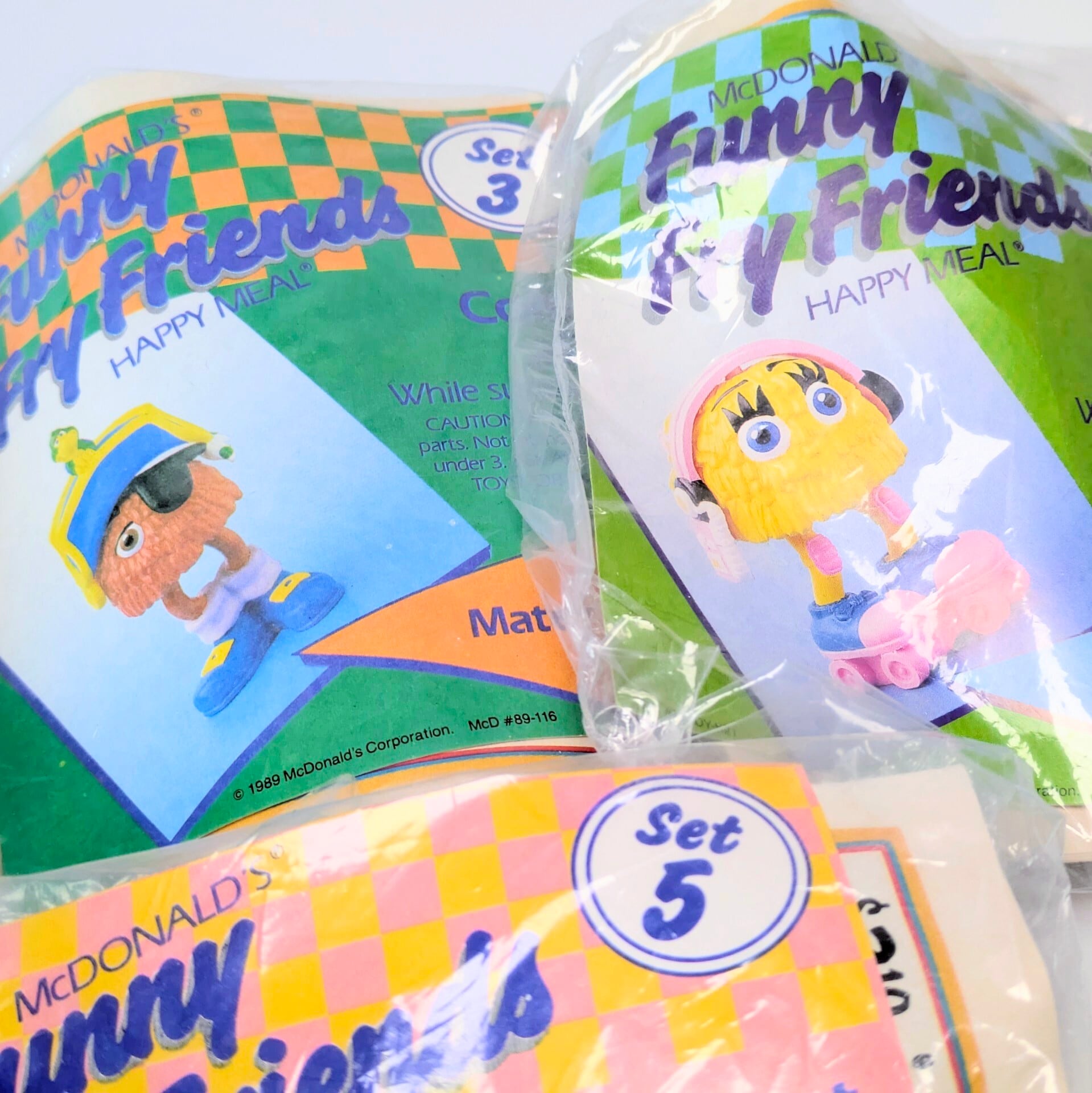 ☆DEADSTOCK / VINTAGE 1989☆【 McDonald's / マクドナルド 】1989 McDonald's Happy Meal Toy "Funny Fry Friends" 全8種SET / Happy Meal Toy / ミールトイ / フライキッズ / フライガイ / フライガール 〚アメリカン雑貨 アメトイ〛