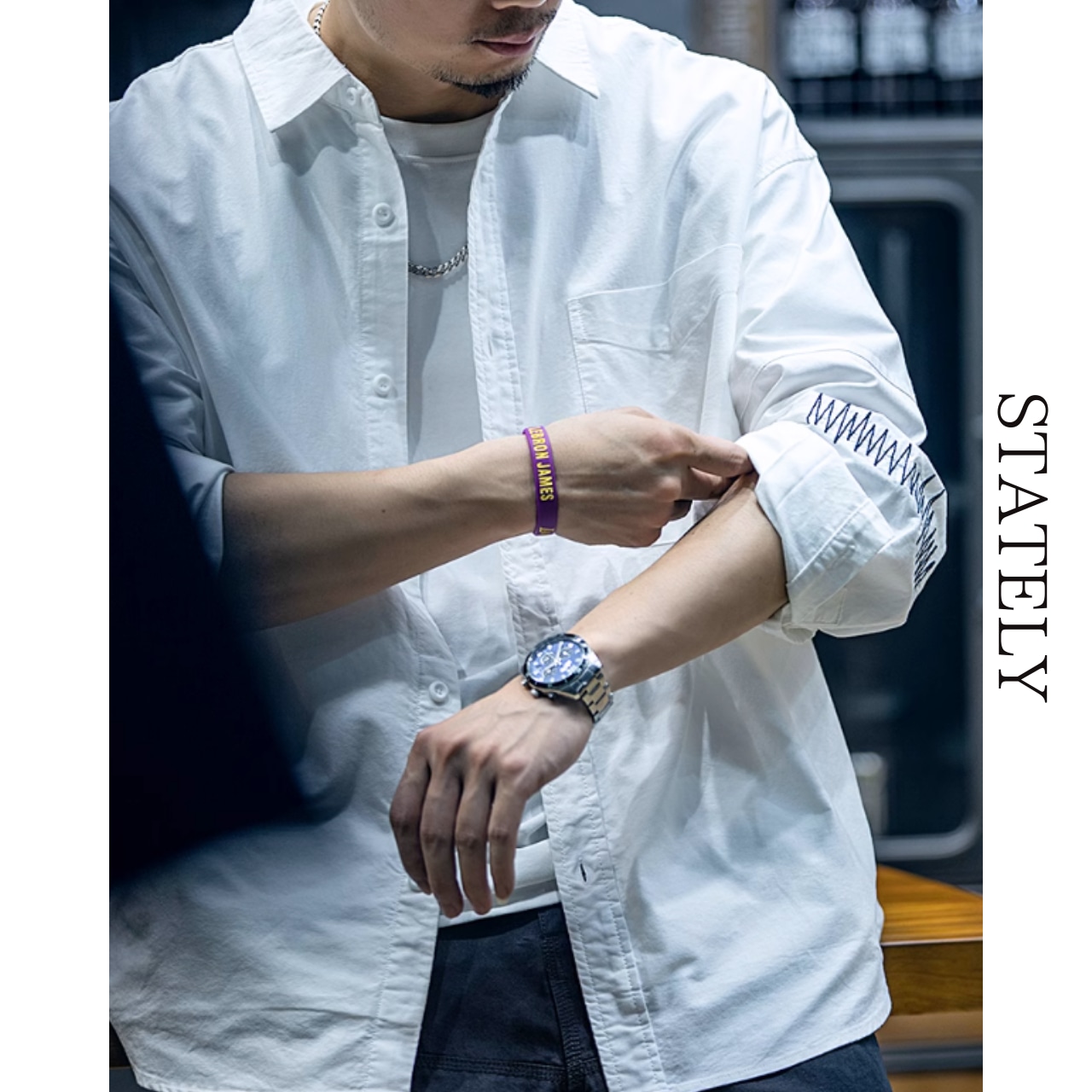 ジグザグステッチ ワンポイントシャツ/3color_T119・画像4