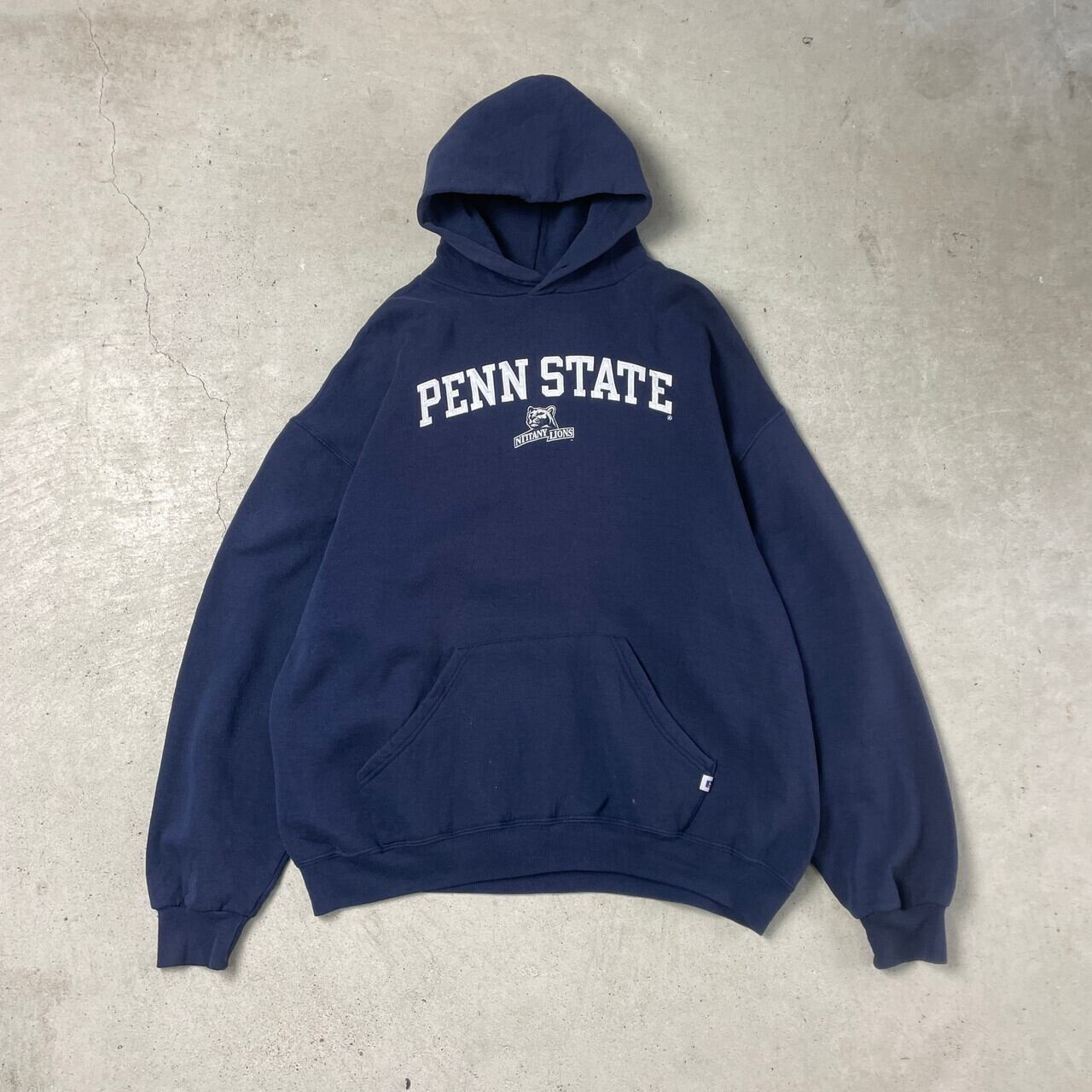 90s USA製 ラッセル フルジップ スウェット パーカー L カレッジ 紺系