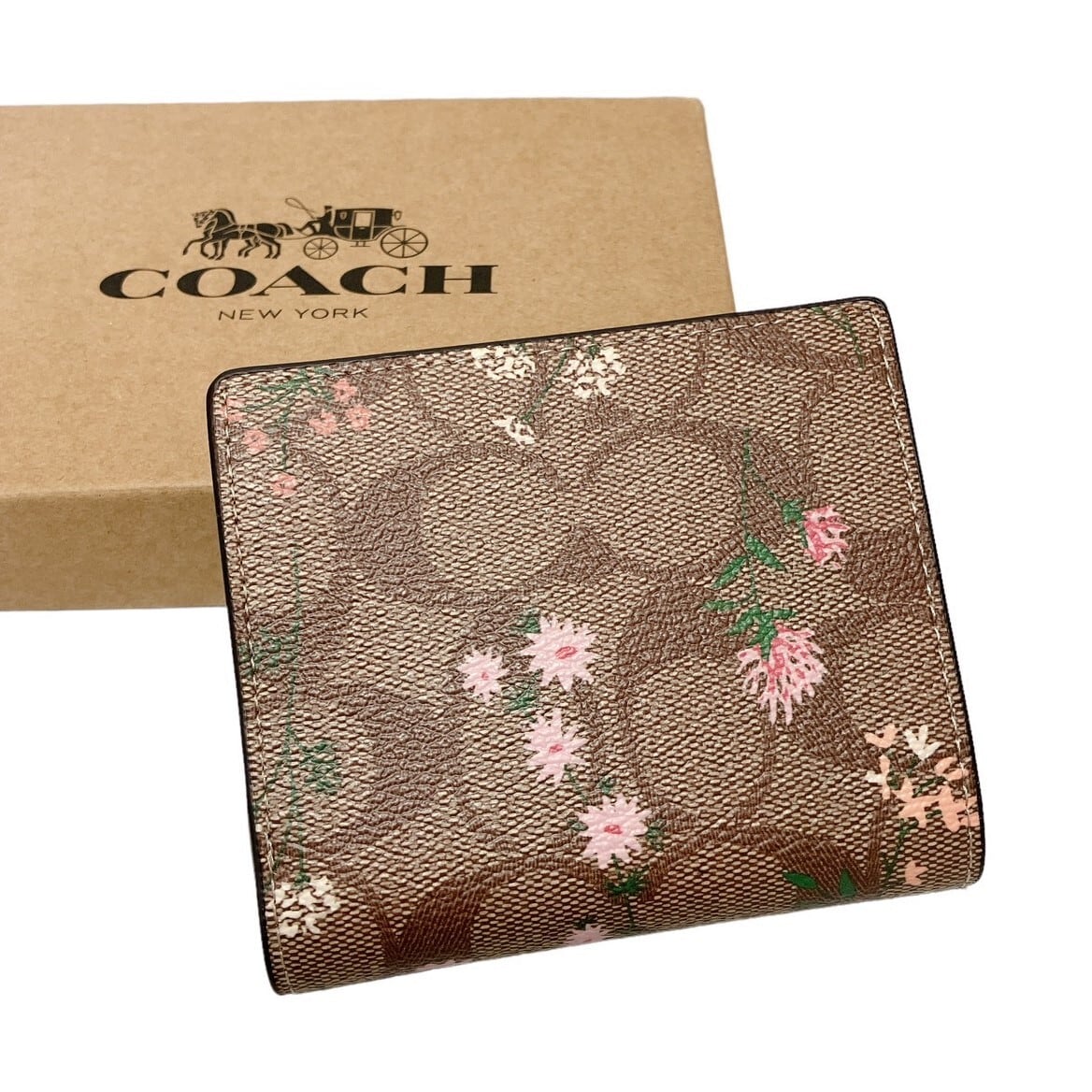 ☆新品☆ 【コーチ】 折財布 花柄 ブラウン C8734 レディース ブランド