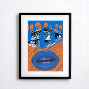 MELT SIGNAL｜ブルーリップと視線が交差するポップアート｜感情と衝動を描いたビビッドな現代アートポスターA4ポスター