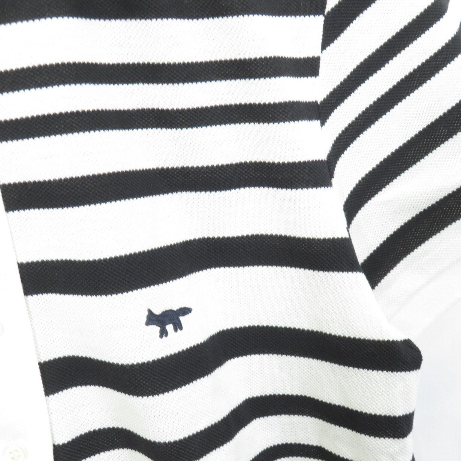 MAISON KITSUNE ボーダー 鹿の子 ポロシャツ sizeS/メゾンキツネ 美品