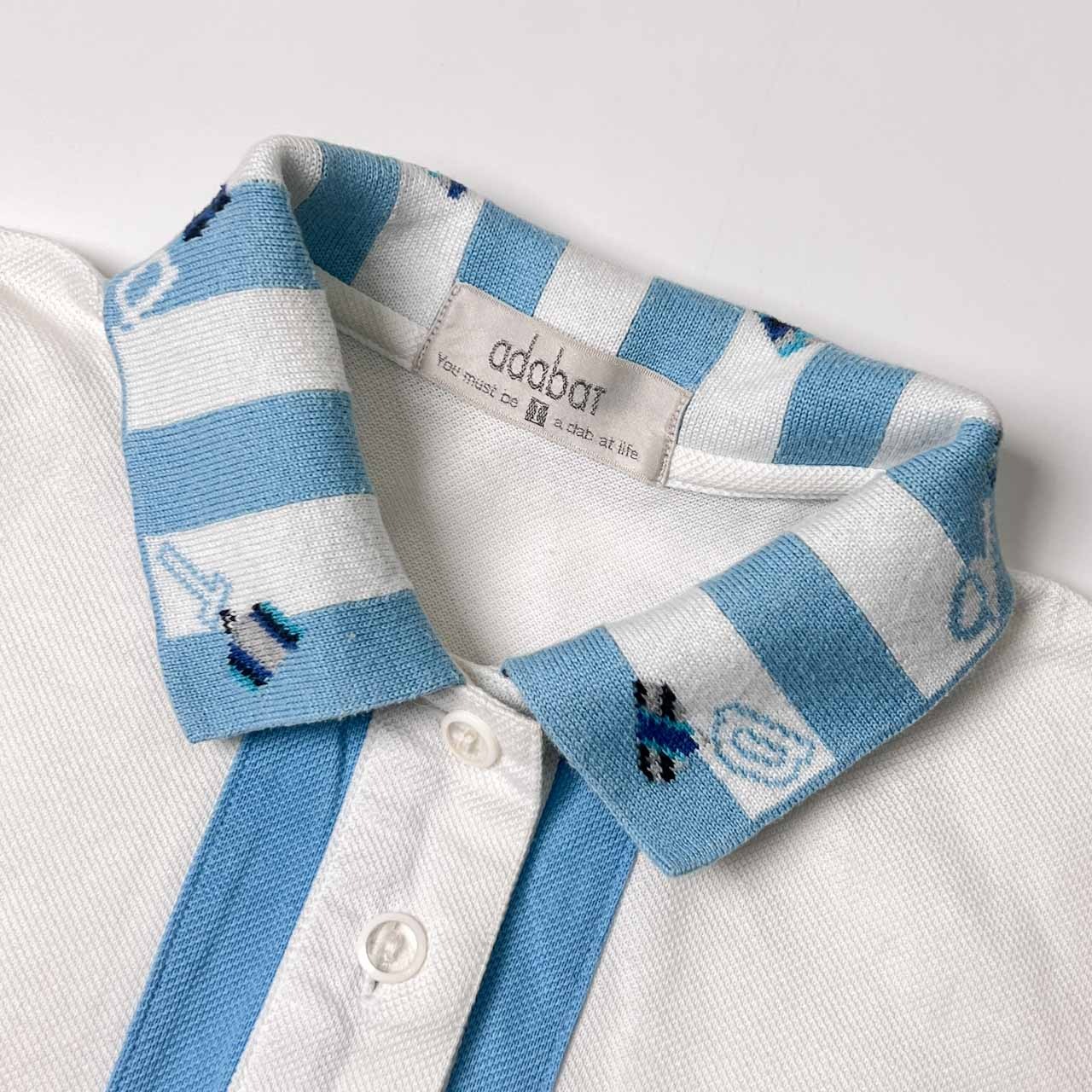 adabat アダバット 鹿の子 半袖 ポロシャツ 1/水色×ホワイト レディース ゴルフ