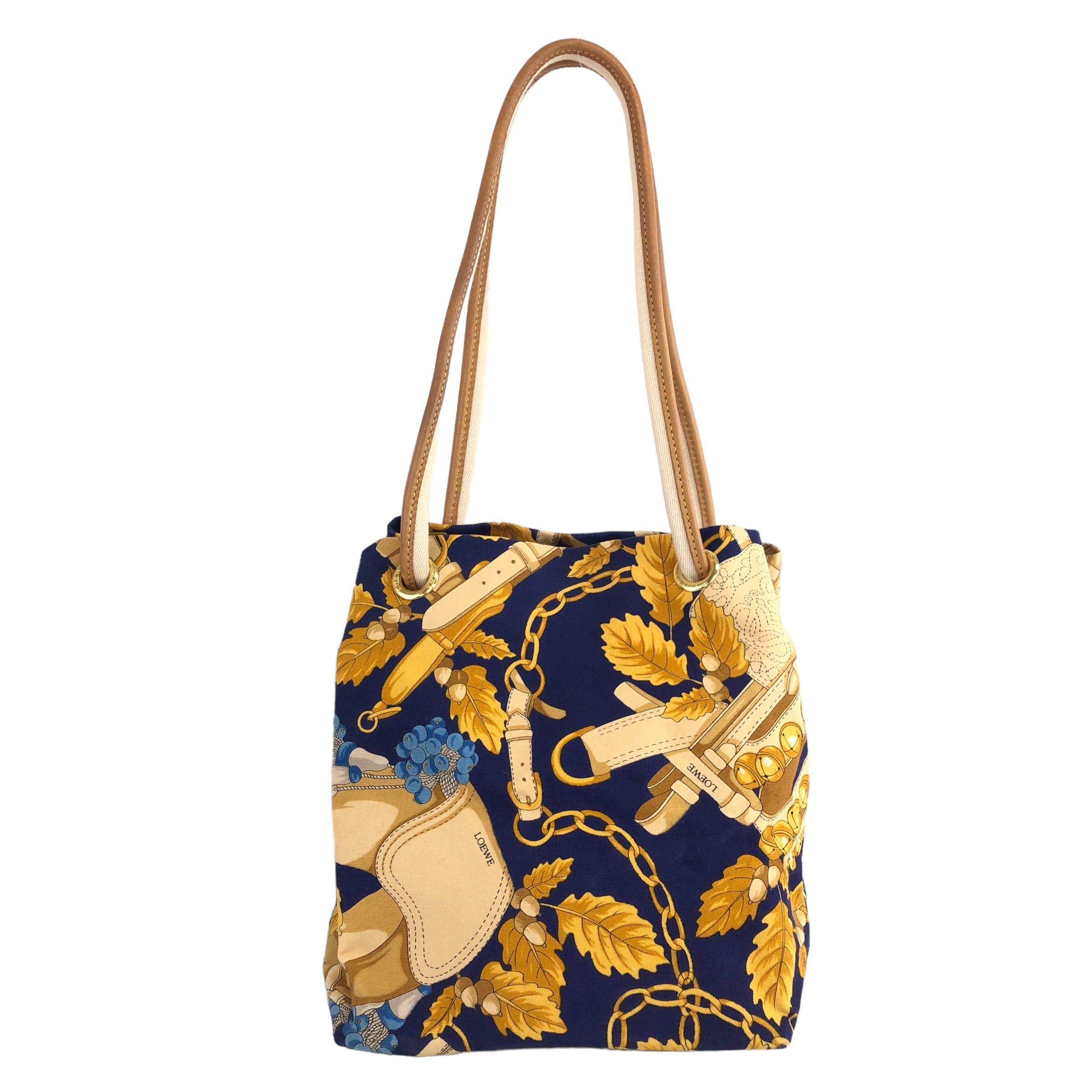 LOEWE ロエベ 総柄 ハンドバッグ ネイビー キャンバス vintage