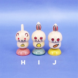 《 弥治郎系・上田康友 工人 》動物独楽（こま）　台付き