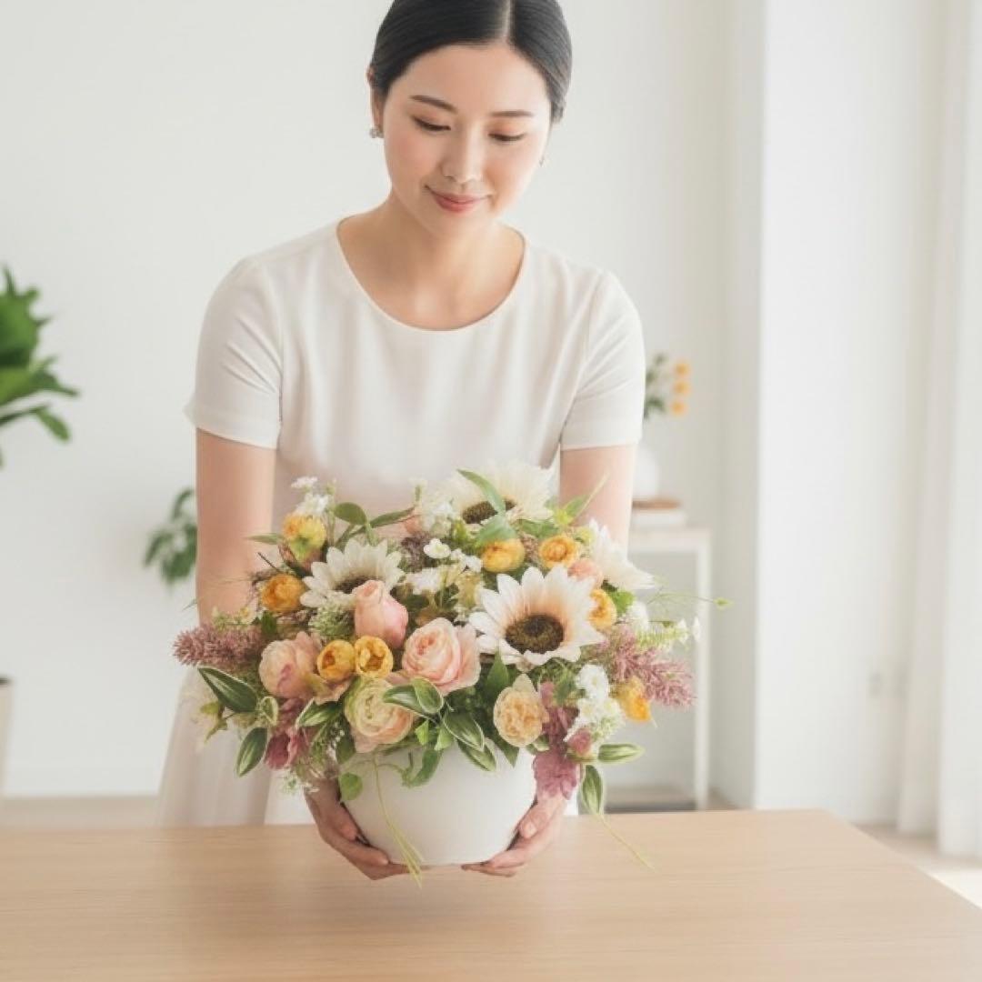 光触媒フラワー 季節を彩る 大人のひまわりアレンジ｜夏のフラワーインテリア 光触媒フラワー 季節を彩る 大人のひまわりアレンジ｜夏のフラワー