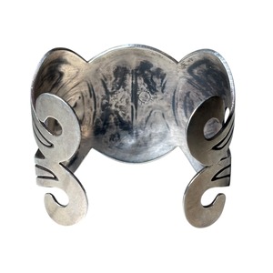 vintage Hopi Lewis Lomay silver overlay bangle