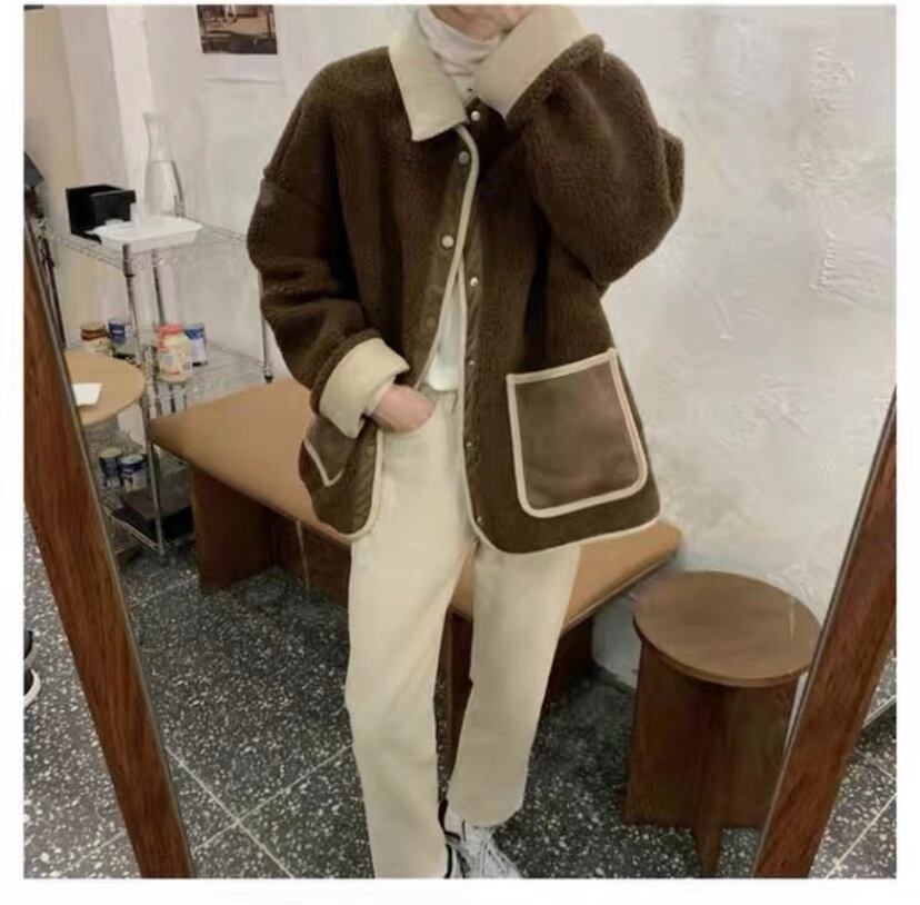 配色ボアジャケット　AJ33167-5106