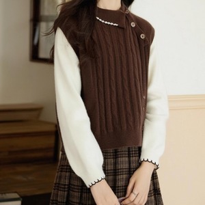 ニットベストドッキングデザイントップス ・9251