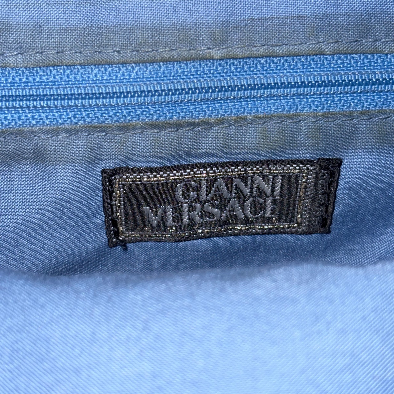 vintage GIANNI VERSACE blue leather backpack