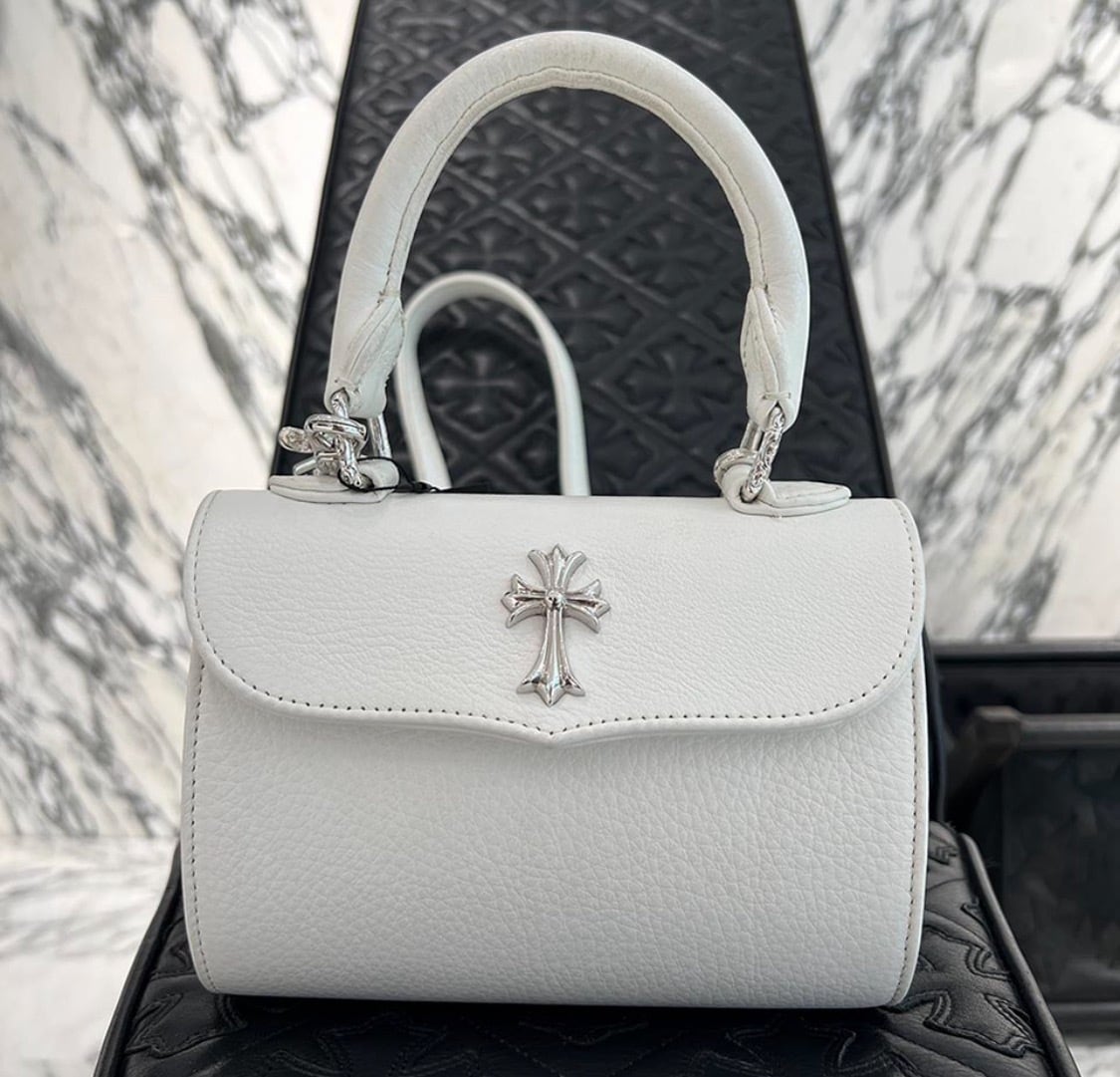 CHROME HEARTS クロムハーツ DOG ADAMS Silver Cross Leather Shoulder Hand Bag ドッグアダムズ シルバークロス レザー ショルダー ハンドバッグ