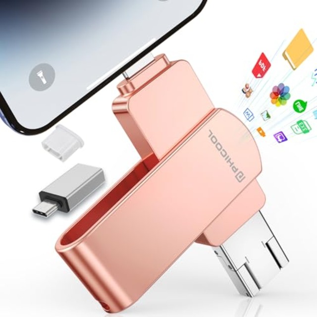256GB USBメモリ [アプリ不要 アルバム直接保存]４in1 Phone/Android/PC対応 phone から 直接 usb に 写真 を 移す/バックアップ可能 スマホデータ保存 外付けメモリ Type-C搭載 大容量外付けストレージ フラッシュメモリスマホ容量不足解消 高速 データバックアップ転送対応  (ピンク, アプリ不要256GB)