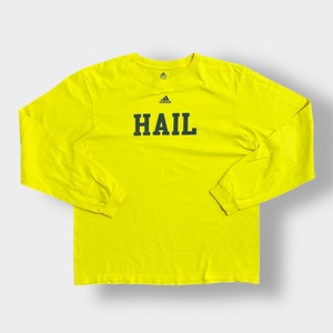 【adidas】HAIL ロゴ ロンT ロングTシャツ 長袖Tシャツ プリント X-LARGE ビッグサイズ イエロー アディダス US古着