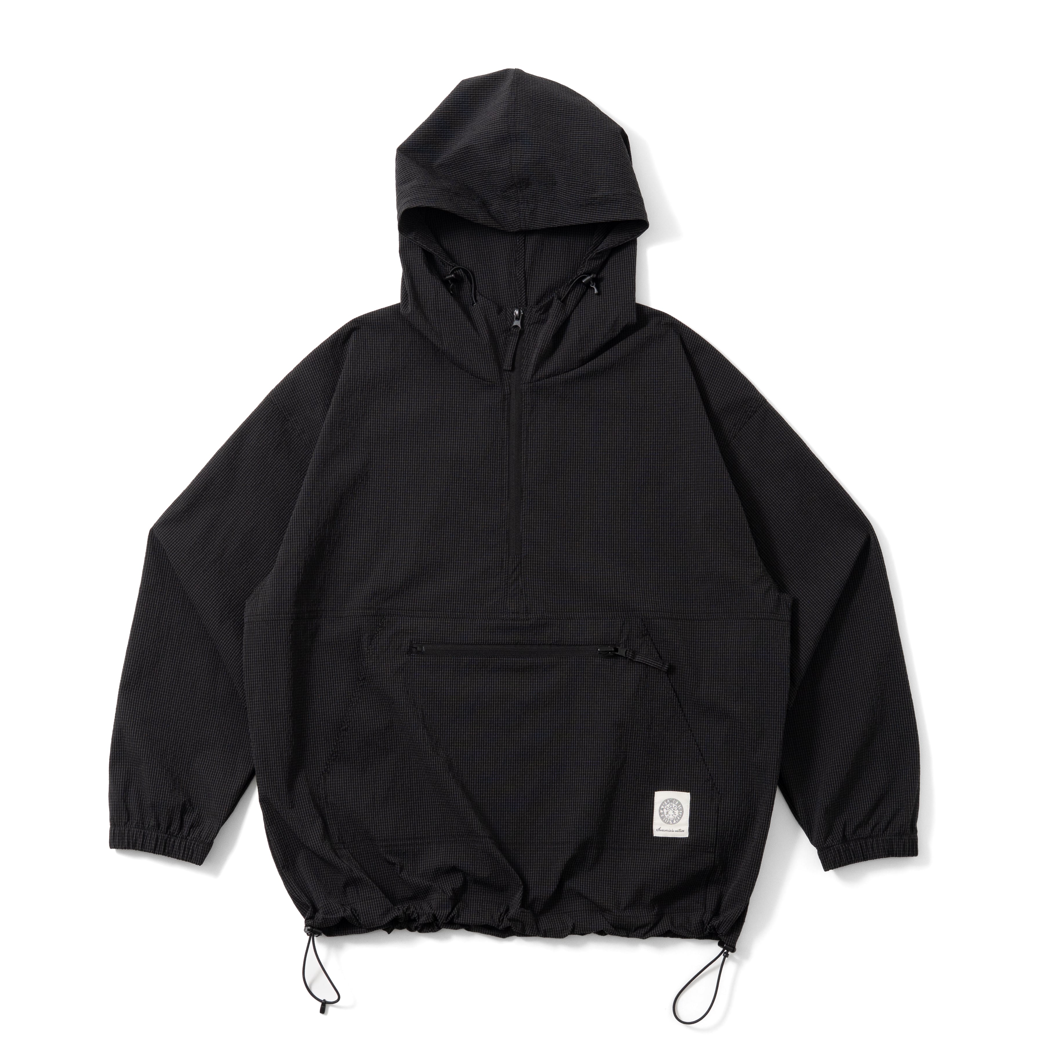 NYLON RIPSTOP ANORAK BLACK | What's up?