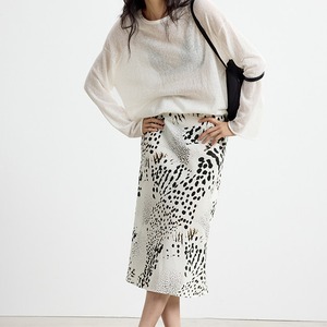 old money elegant print skirt<sk3231>