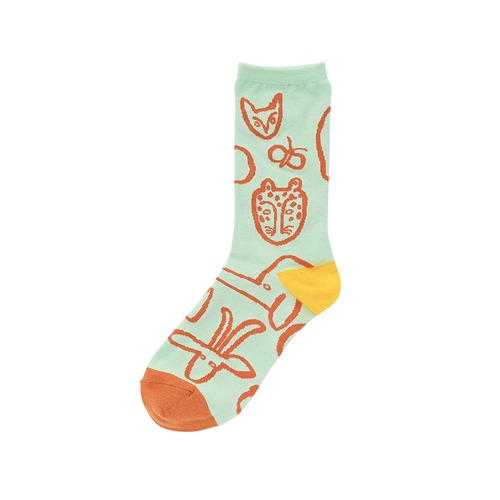【Goma】靴下「Animal Fun Light Green」