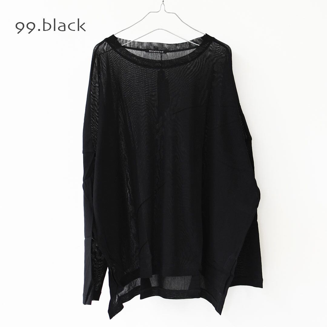 mizuiro ind [ミズイロ インド] mesh long sleeve wide T [1-210062