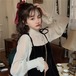 ✞ スリーブスタンドカラーシャツブラウススタンダードベルベットスリム ランタンスリーブ レトロ スウィート ✞ゴスロリ SM ミリ 甘ロリ クラロリ 和ロリ エレガント 黒ロリ 姫ロリ 華ロリ BB-BB96160575644