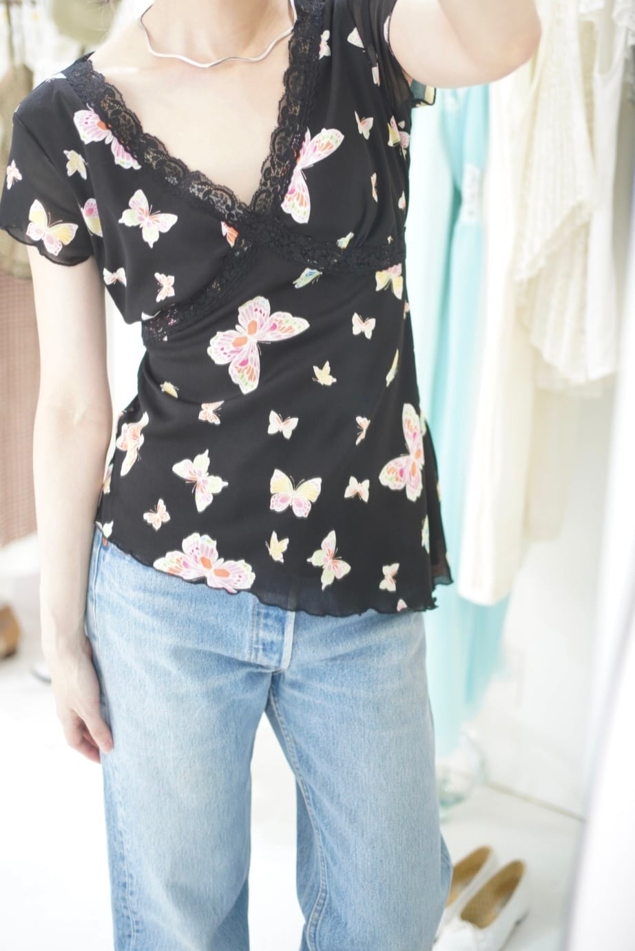 butterfly lace tops