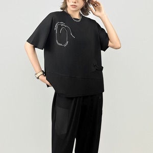 ASYMMETRIC RELAXED PRINT SHORT SLEEVE T-SHIRT M-17331